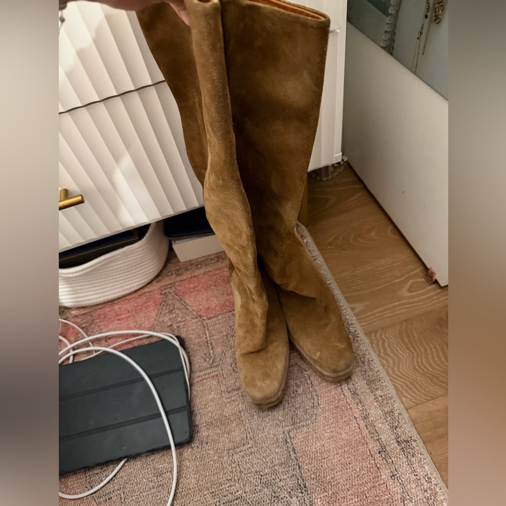 Tory Burch tan suede heeled knee boots - Picture 9 of 9